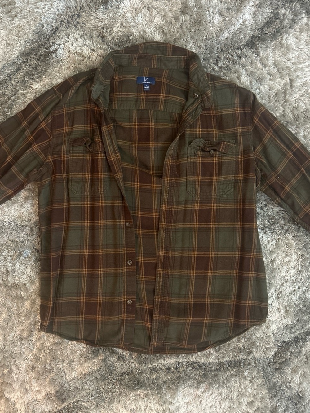 Unbranded Men's Olive & Brown Plaid Button-Up Shirt
